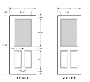 STOCK 1/2 Lite Colonial Grill Fiberglass Exterior Door